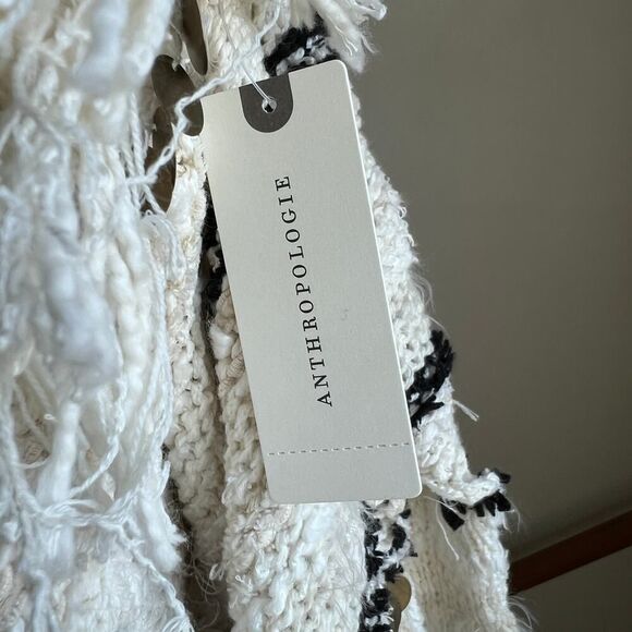 Anthropologie Coastal Boho Oversized Fringe Poncho Sweater Tunic Top NWT NEW - Picture 10 of 12